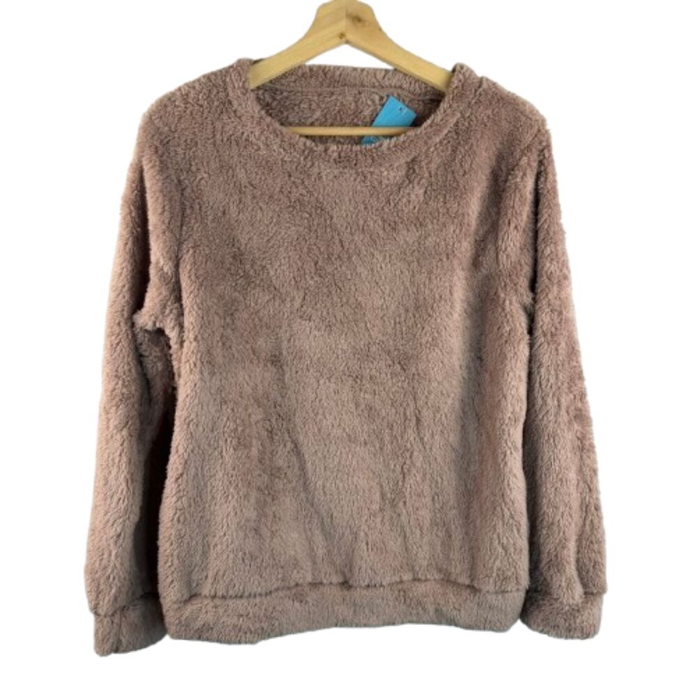 Cupshe Pullover Sweatshirt Teddy Fleece Cozy Crewneck Taupe Sweater Medium NWT